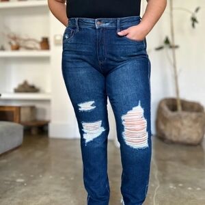 Judy Blue Dark Blue Distressed Skinny Jeans